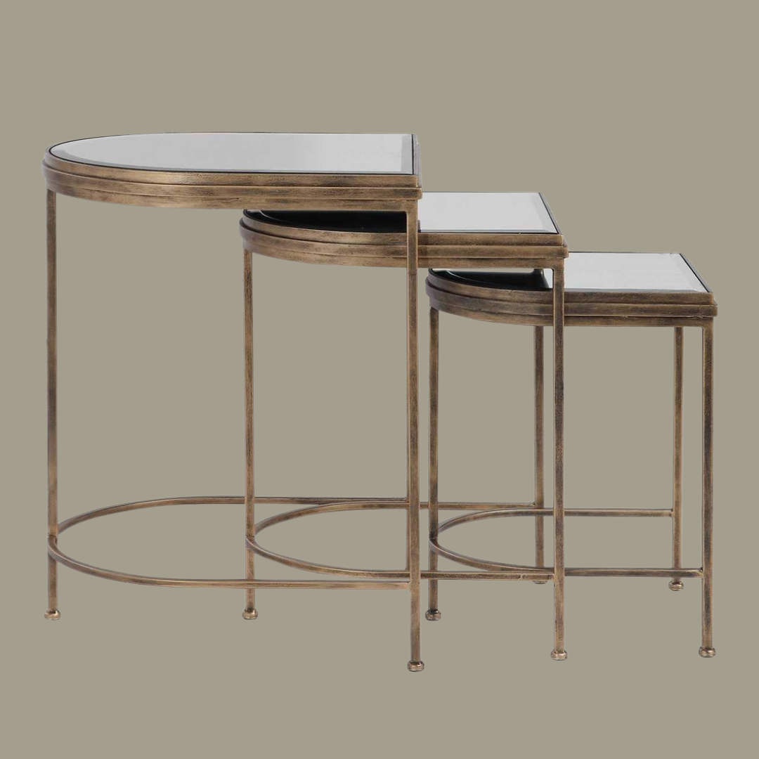 Mirrored Nesting Tables- Brushed Gold