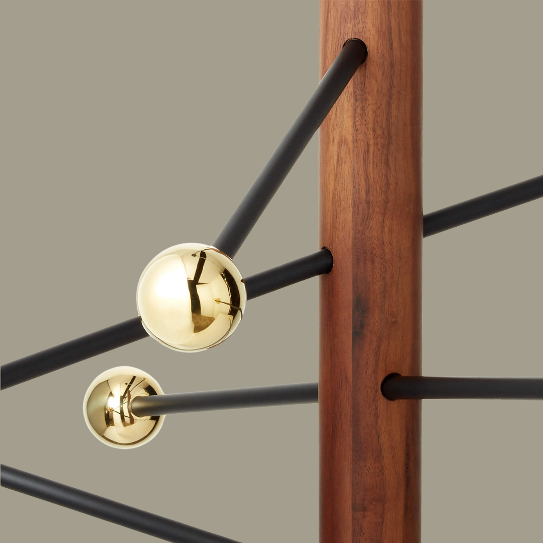 Norte Chandelier- Walnut Wood & Brass