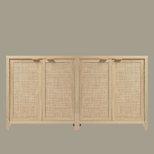 Rattan Sideboard Buffet Cabinet, 2 Pieces