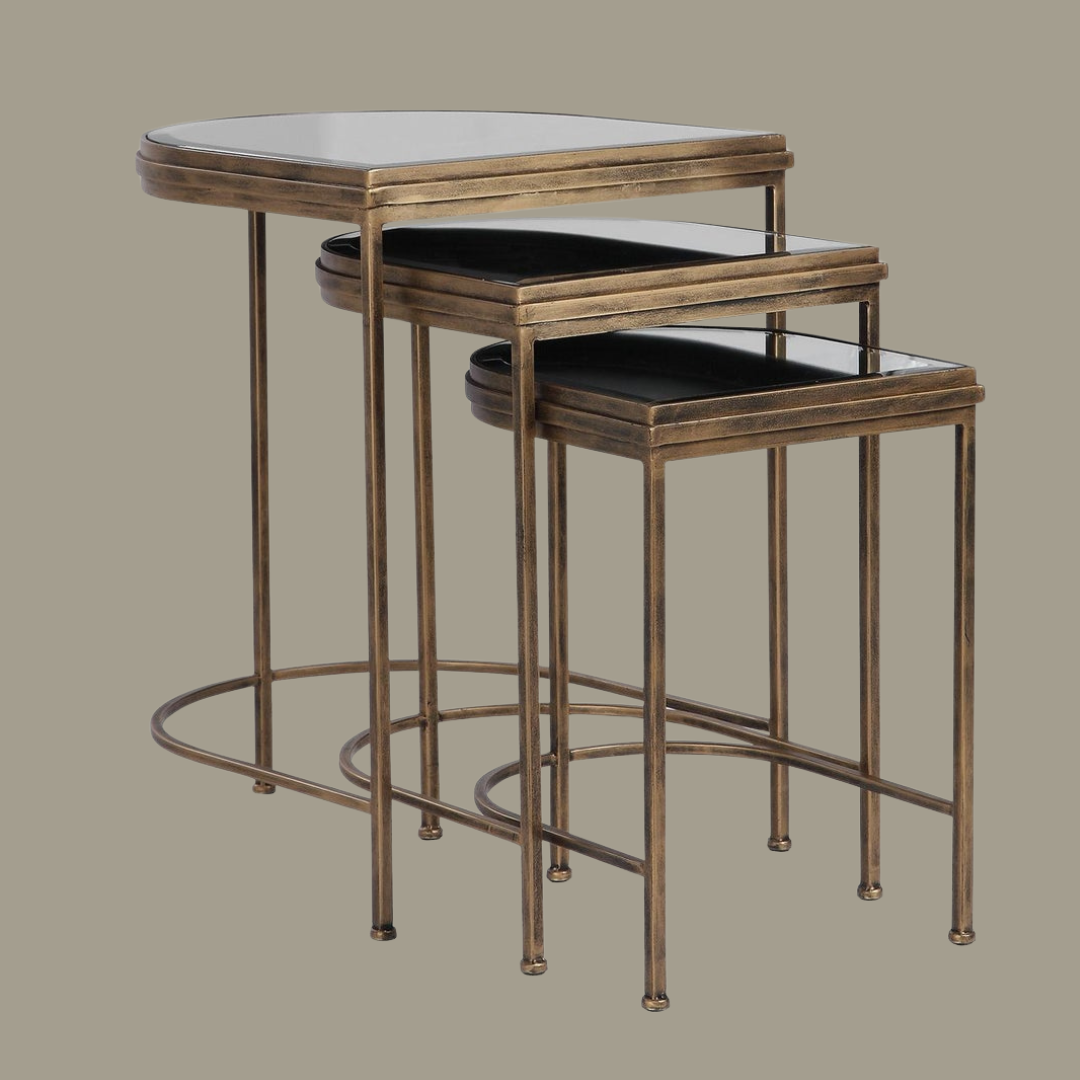 Mirrored Nesting Tables- Brushed Gold