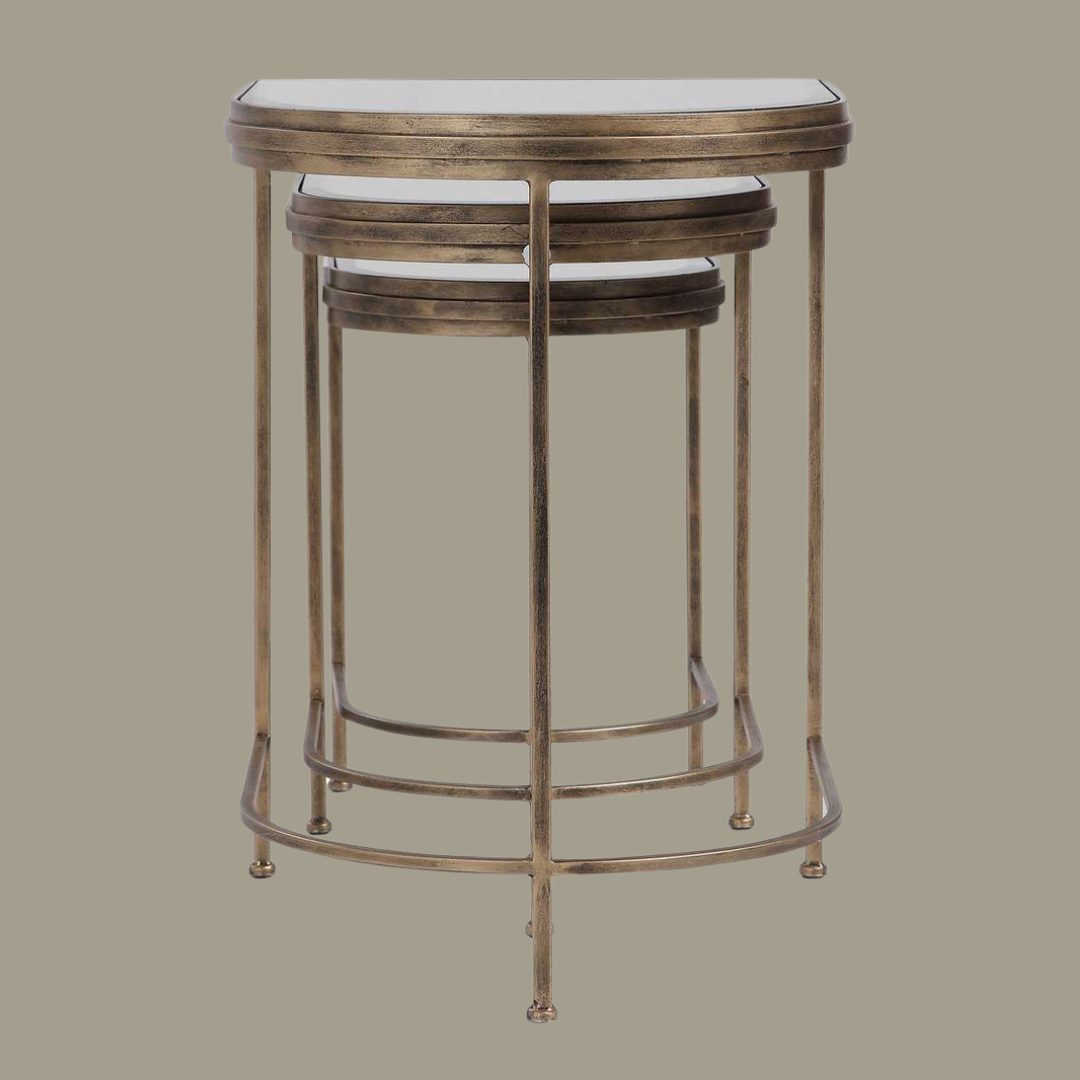 Mirrored Nesting Tables- Brushed Gold