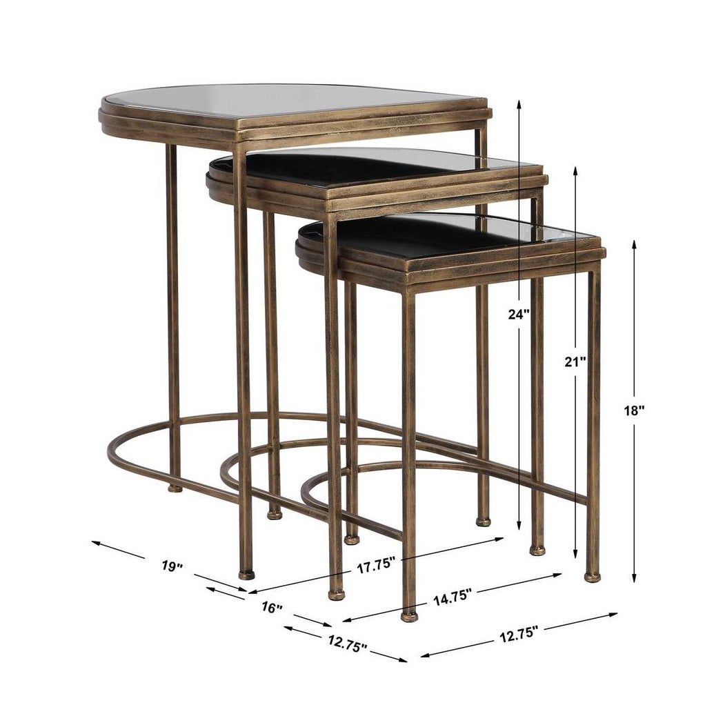 Mirrored Nesting Tables- Brushed Gold