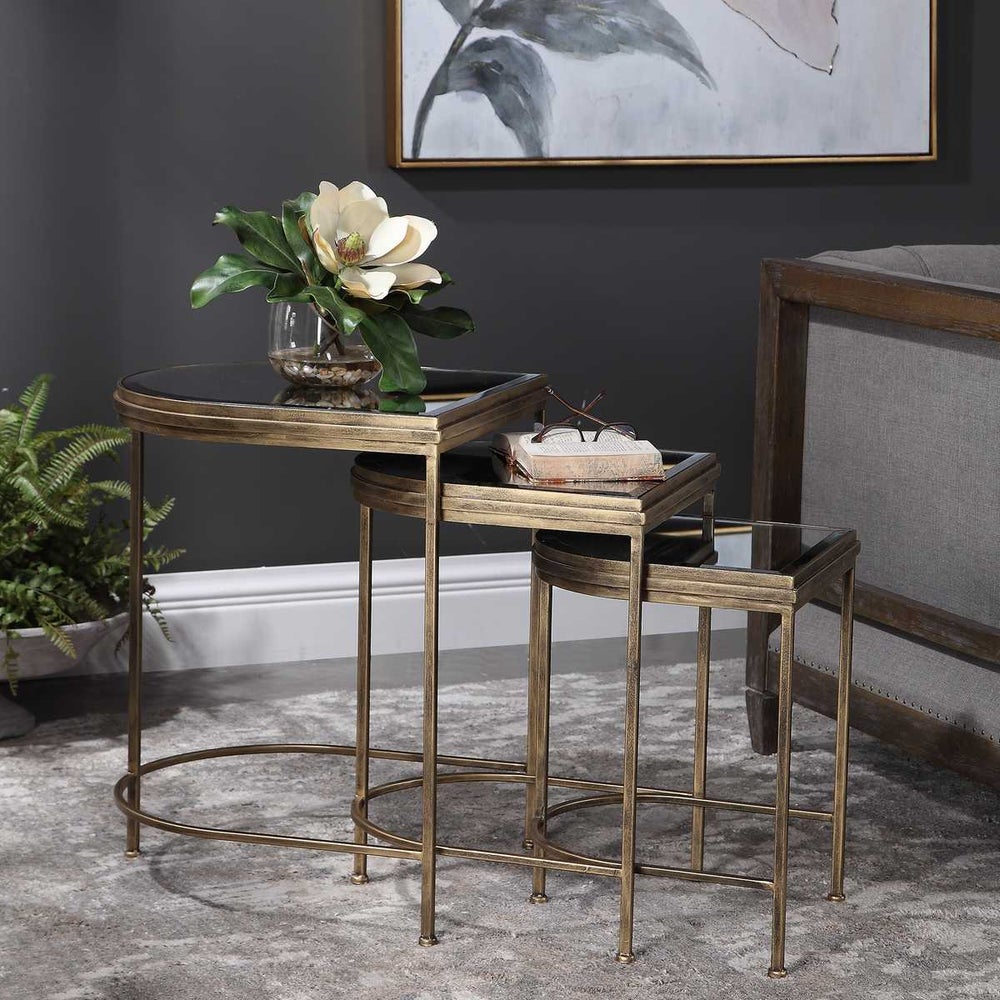 Mirrored Nesting Tables- Brushed Gold